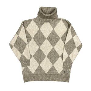 H&M x Pringle of Scotland Diamond Pattern Wool Knit Turtleneck Sweater Medium